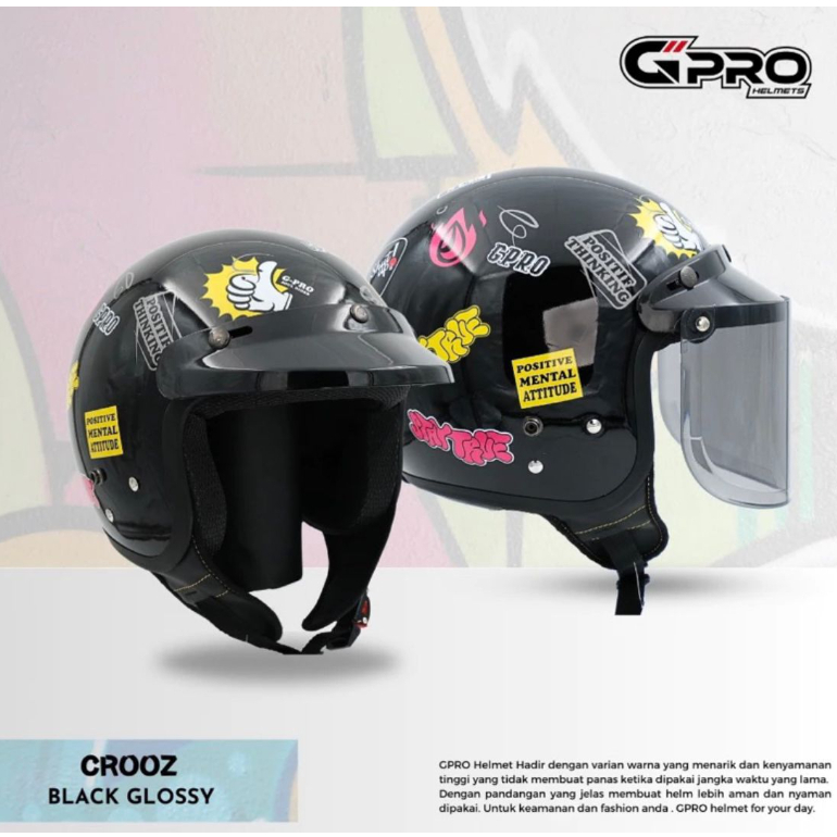 Gpro - Helm Polos Retro Bogo Dewasa Pria Wanita SNI kekinian Terbaru