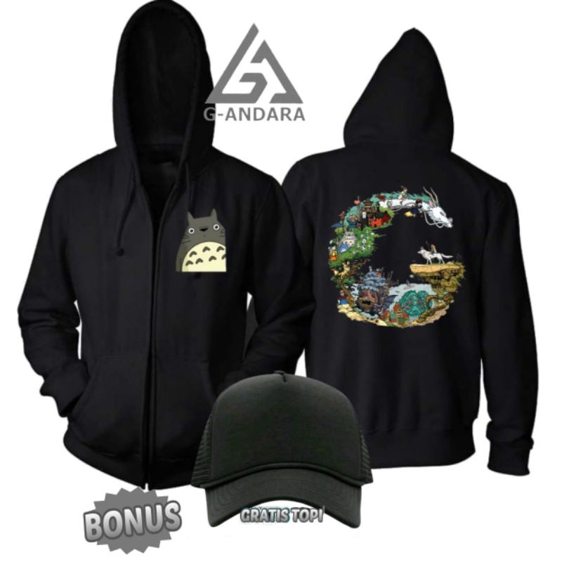 HOODIE ZIPPER ANIME STUDIO GHIBLI TOTORO KEREN DESAIN TERBARU