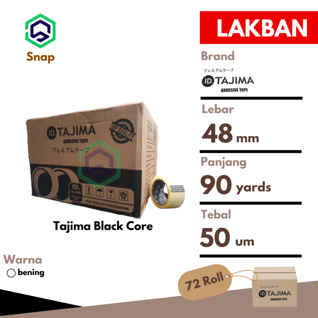 

Lakban Bening Coklat 48 mm x 90 yards Lengket Murah Ekonomis Tajima - Dus