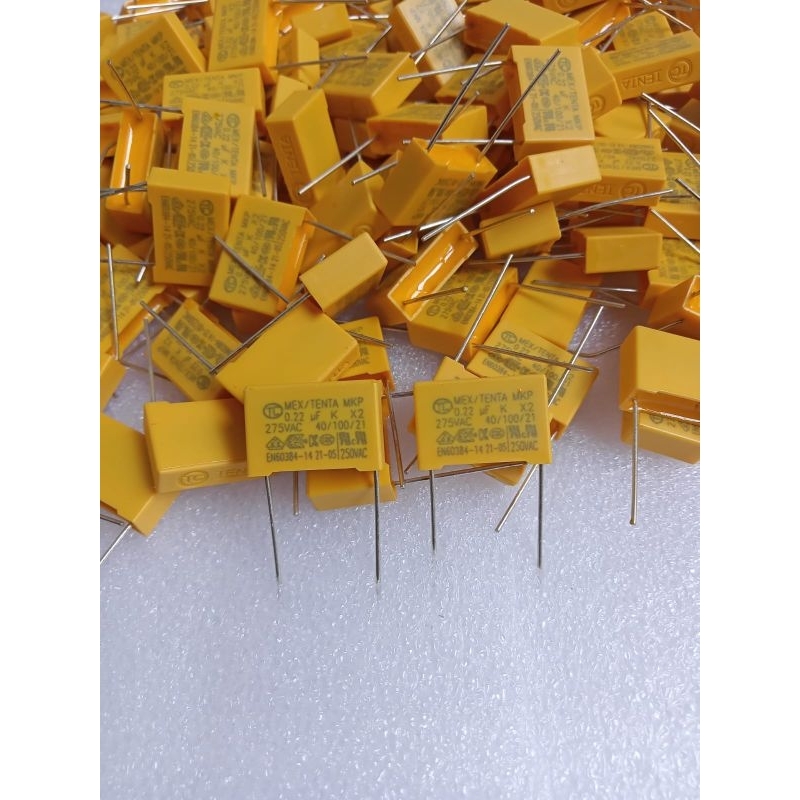kapasitor MKP 0.22uf 275V AC MKT 224 TENTA , kapasitor MKT 0.22uf 275V