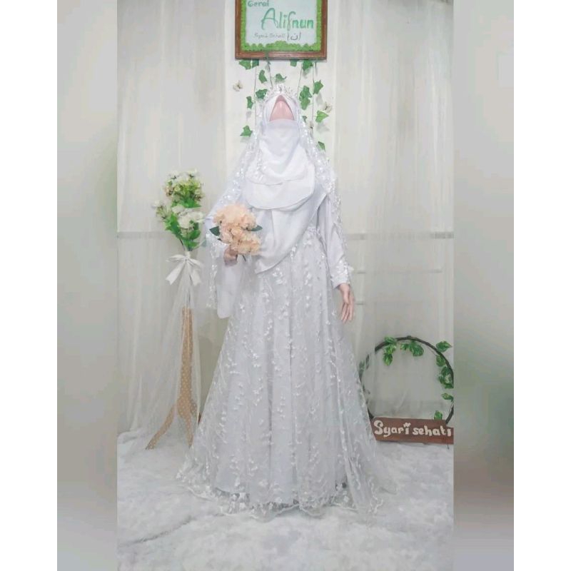 Gaun Pengantin Gamis Akad Walimah Syar'i