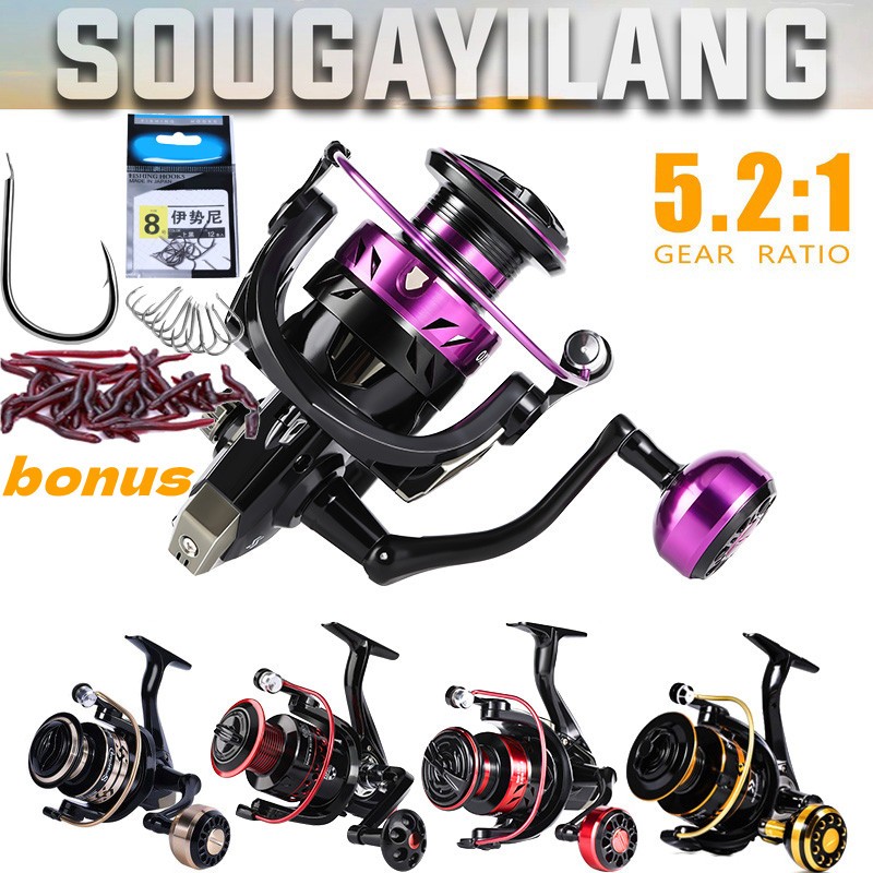 Sougayilang Reel Pancing 12+1BB 1000-4000 Bahan Metal Memancing Max Drag10KG Untuk Air Laut Fishing 