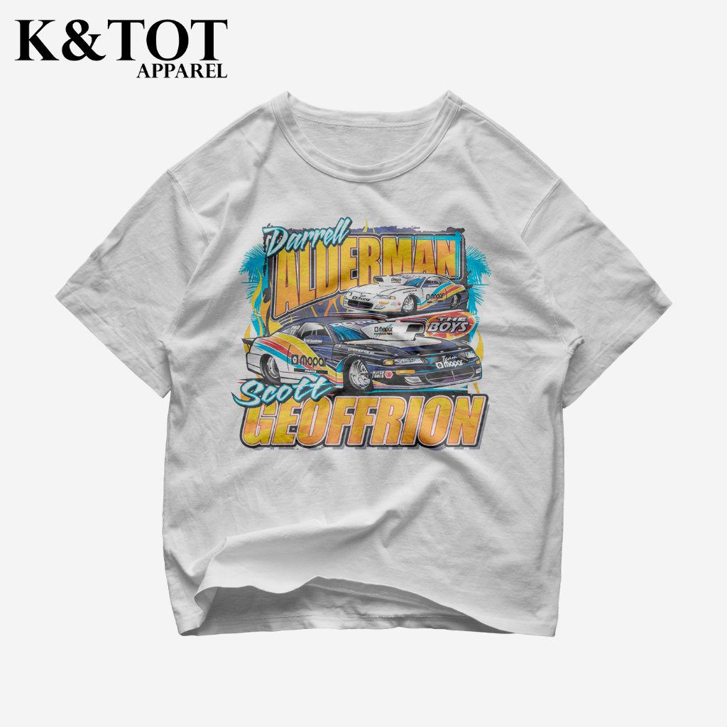 KNTOT - KAOS BAJU DARREL ALDERMAN SCOTT GEOFFRION NASCAR TEE | TSHIRT OVERSIZE VINTAGE PUTIH BOOTLEG