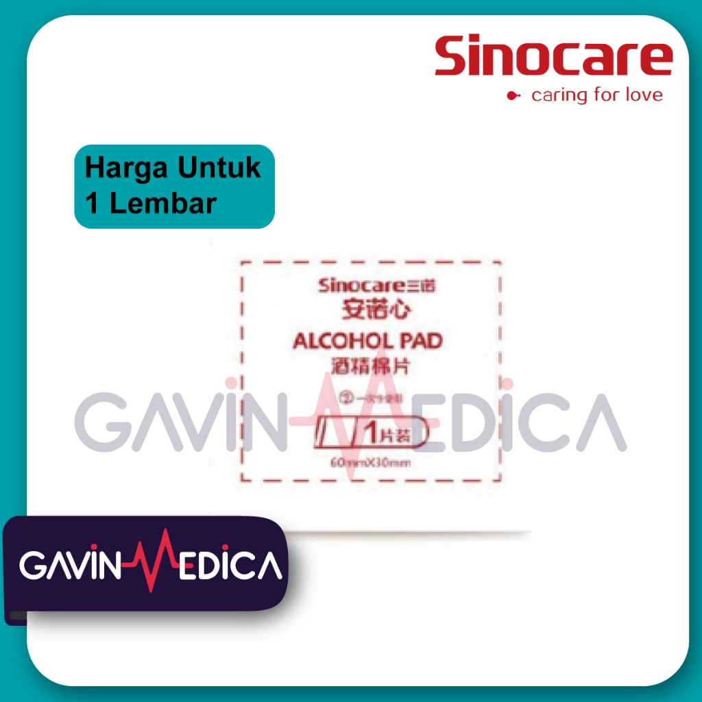 SINOCARE Alcohol Pad - Alcohol Swab Kapas Alcohol isi 1 Lembar (Eceran Satuan)