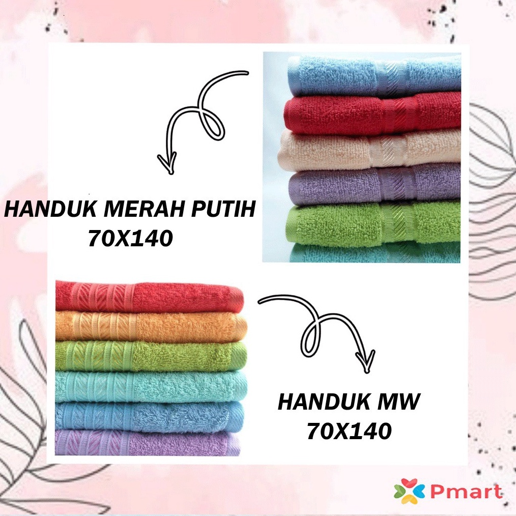 12.12 ✨Promo✨ HANDUK MERAH PUTIH 70x135 / Handuk MP 70x135 / HANDUK KATUN 70x135 (Handuk 100% Katun 