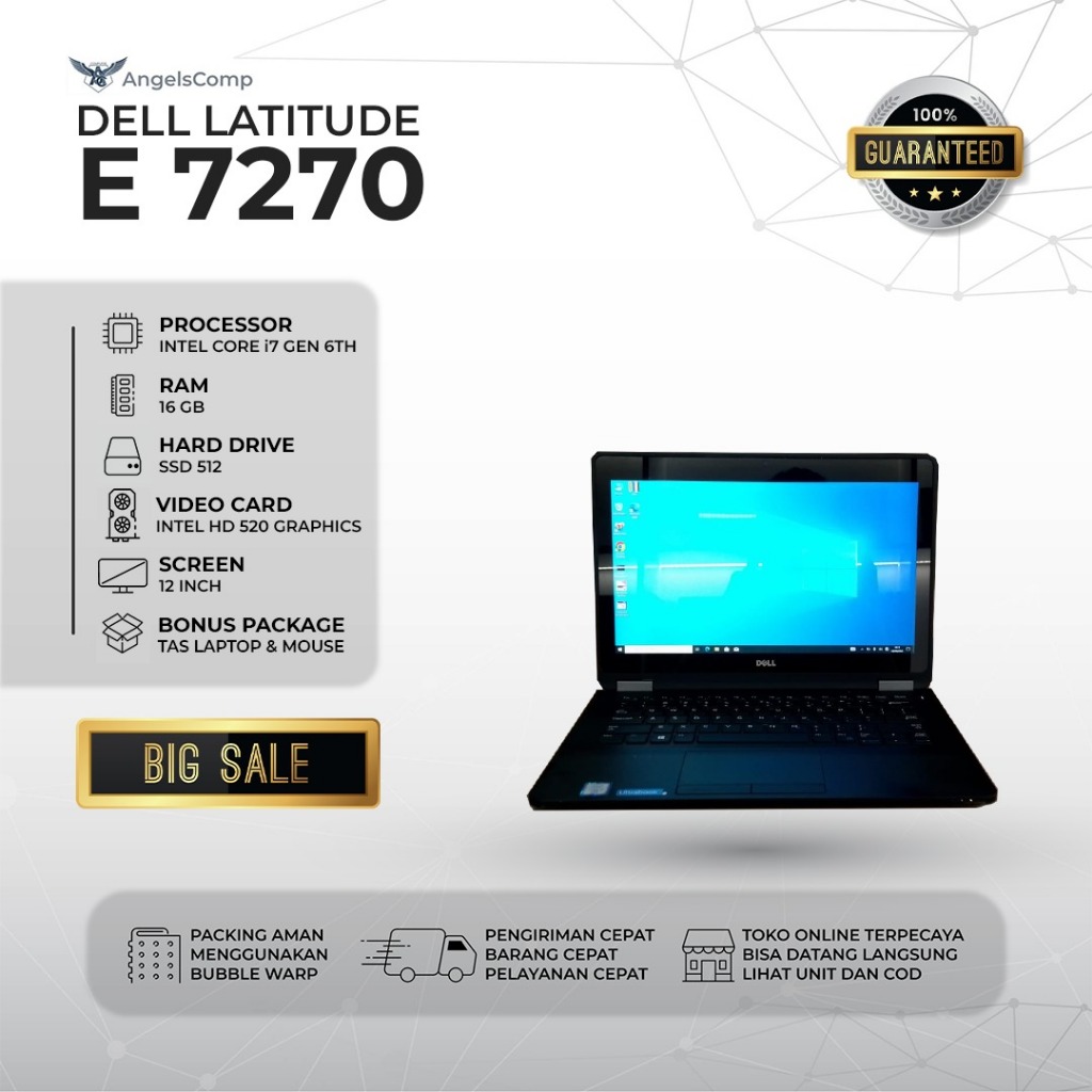 LAPTOP DELL LATITUDE E7270 CORE I7 GEN 6 - RAM 16 SSD 512