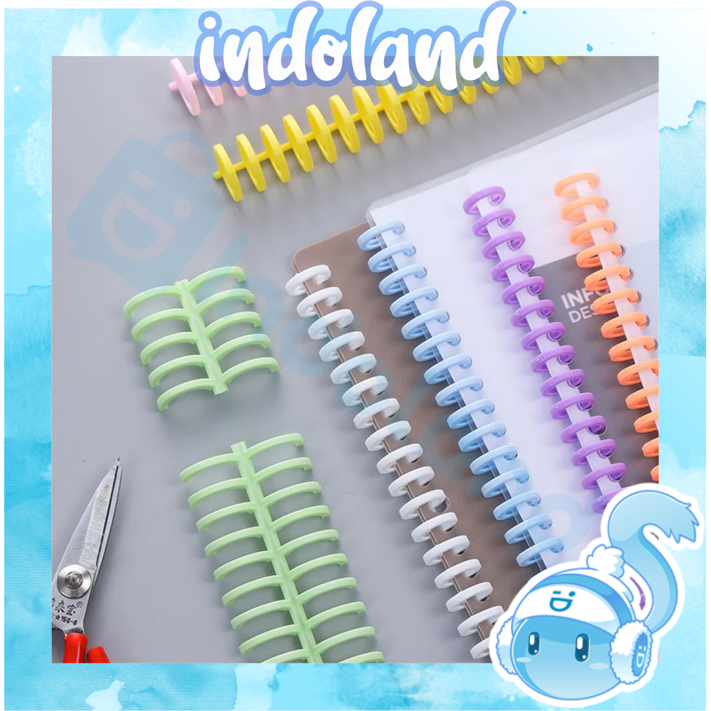 

☀ INDOLAND ☀ Ring Binder Plastik Spiral 30 Lubang DIY Spiral Binder Strip Lingkaran Buku Cincin Pengikat Kertas Buku Album Buku Tempel Buku Spiral A4 S113