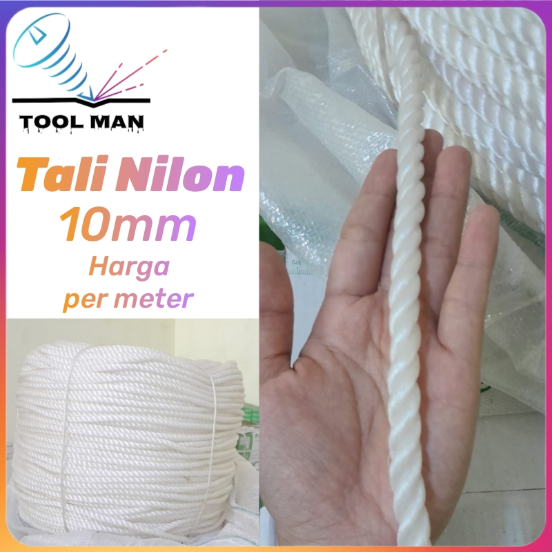 Tali Tambang Kecil 10mm Tali nilon putih / Nylon Rope / Propylene PP Plastik Lentur / Tambang Putihs