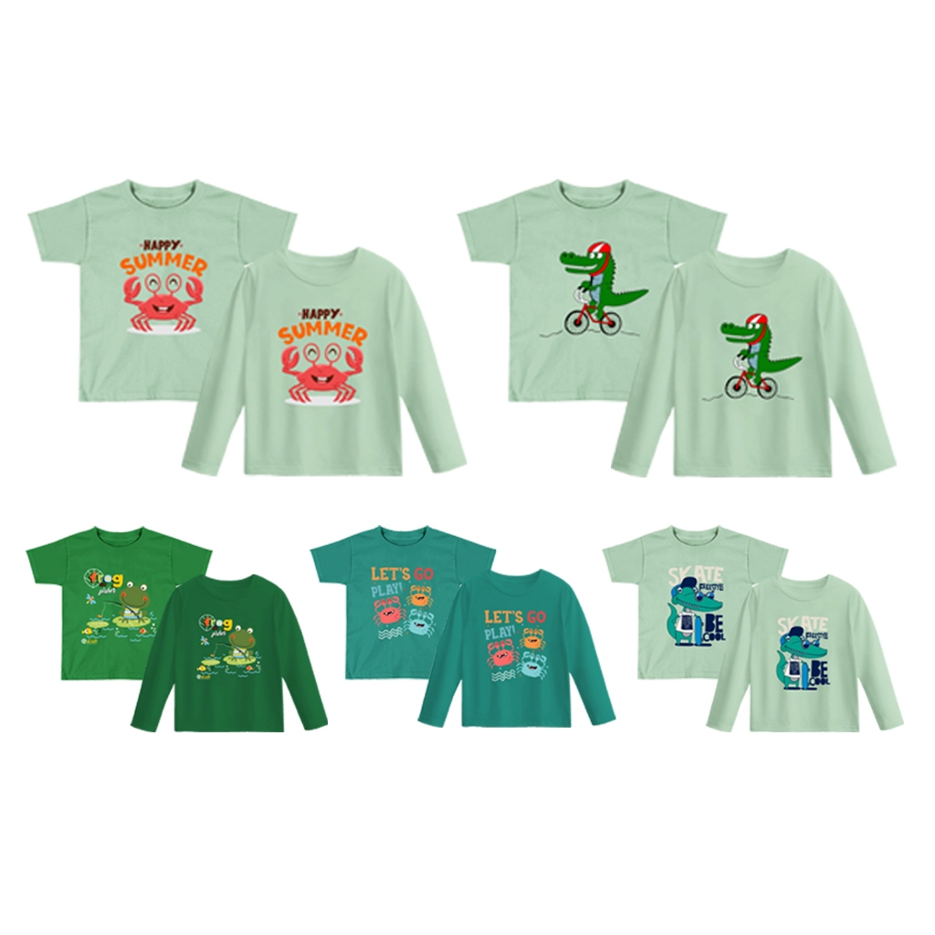 Kaos Anak Lengan Pendek Lengan Panjang / Baju Distro Anak Perempuan & Laki-laki Cotton Combed 30S Co