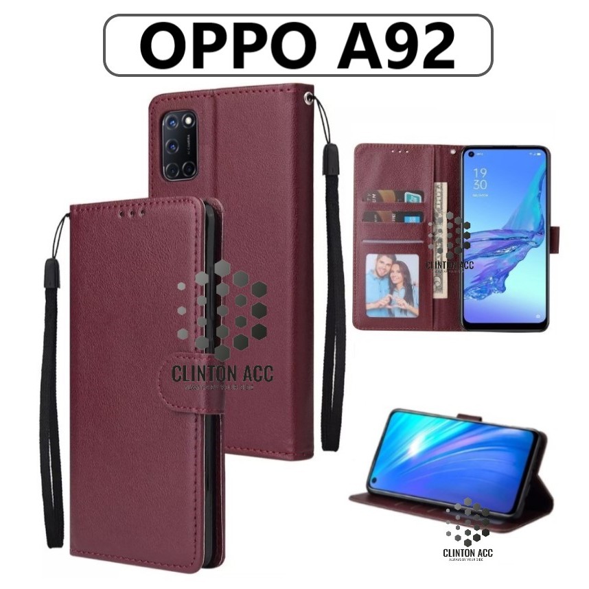 CASE HP OPPO A92 FLIP WALLET LEATHER DOMPET KULIT SOFTCASE PREMIUM FLIP COVER SARUNG BUKA TUTUP FLIP
