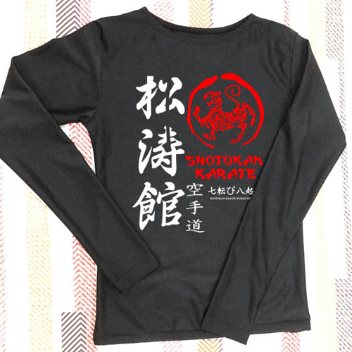 Kaos Tangan Panjang SHOTOKAN Karate Tshirt 100% Cotton Black Kombed 30s