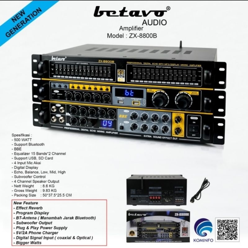 Power Ampli Betavo Zx8800B Original Amplifier Karaoke Zx 8800B Zx 8800