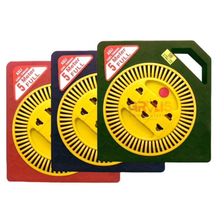 KABEL ROLL STOP KONTAK OLOR 5/7,5/10 METER COLOKAN LISTRIK KABEL GULUNG PIN KUNINGAN - DX 750