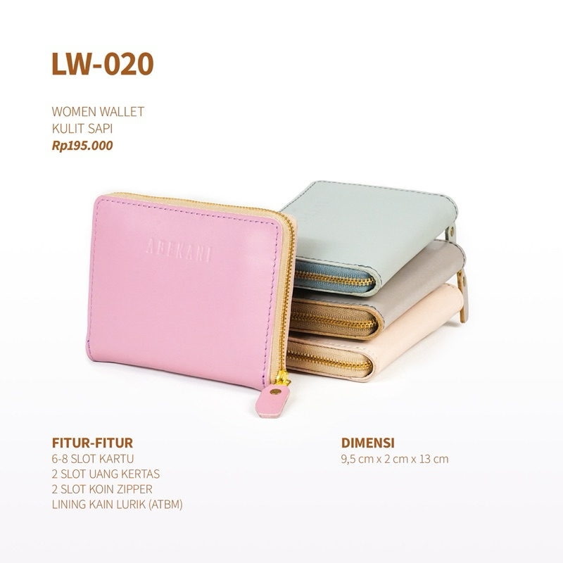 Dompet Kulit Wanita Mini Wallet Abekani LW020