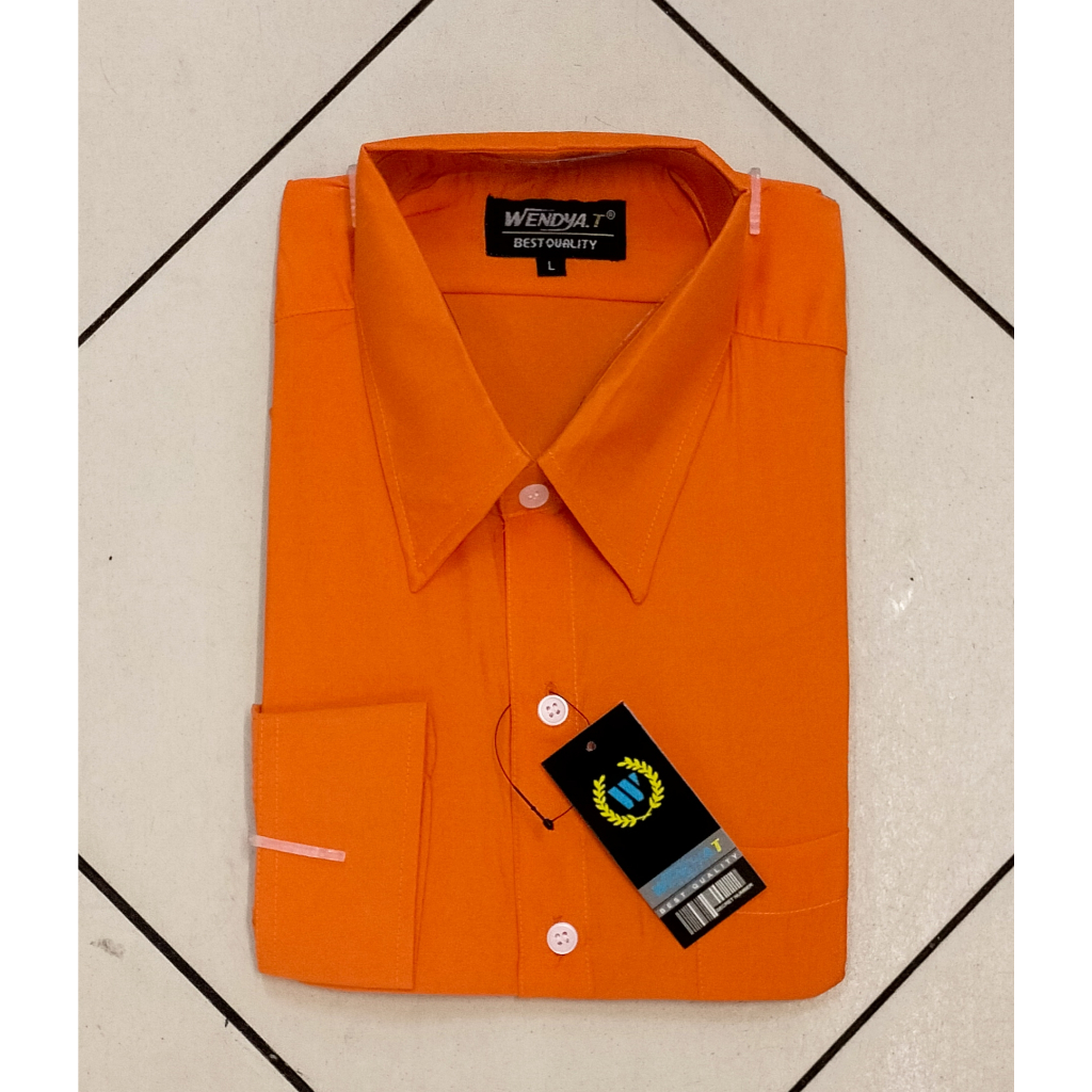 Kemeja Polos Tangan Penjang✓Kemeja Pria Orange