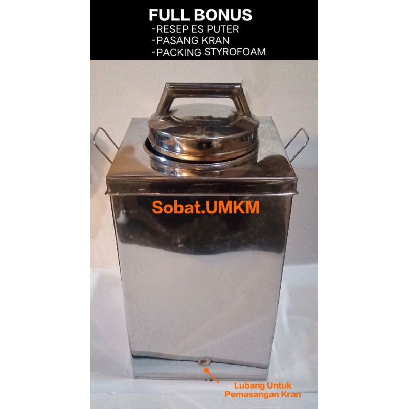 TABUNG ES PUTER 3 LITER BOX KOTAK LENGKAP
