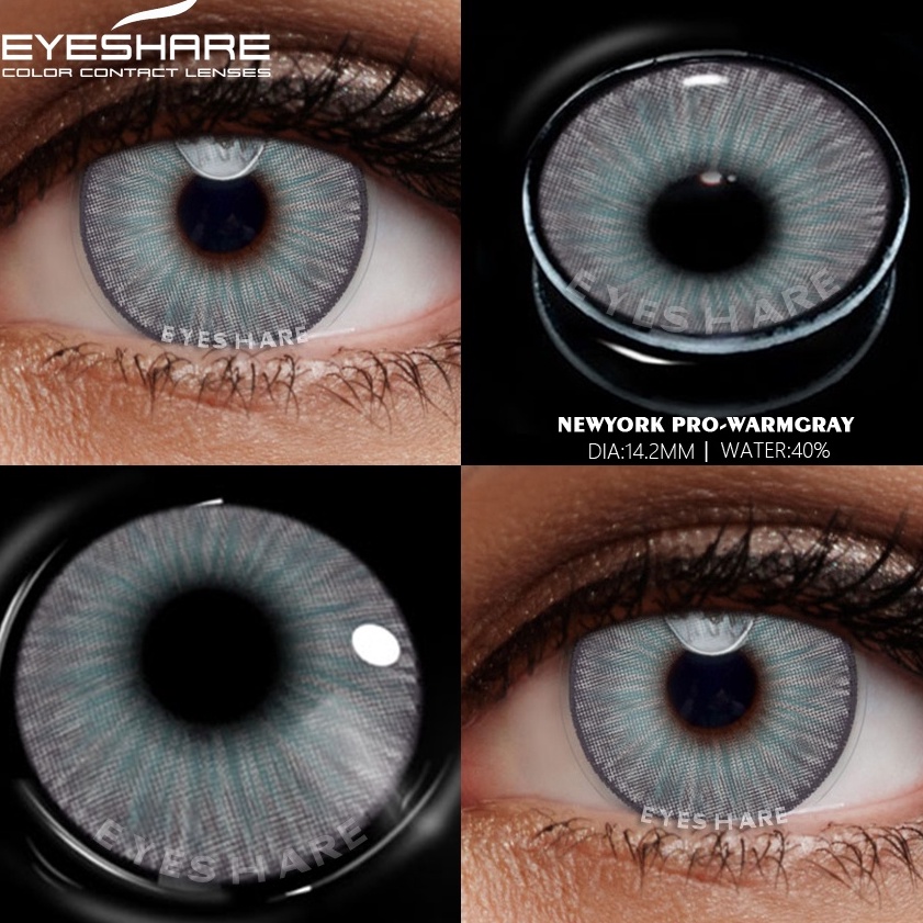 TERBAIK Eyeshare NewYork WarmGray Softlens 14.2mm Mata Normal Lensa Kontak Warna Soflens
