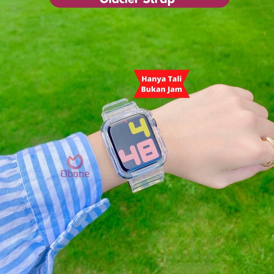 Ready Transparan strap untuk watch T500 T55 T500plus iwatch HW22 42mm 44mm Glacier Tali jamtangan sm