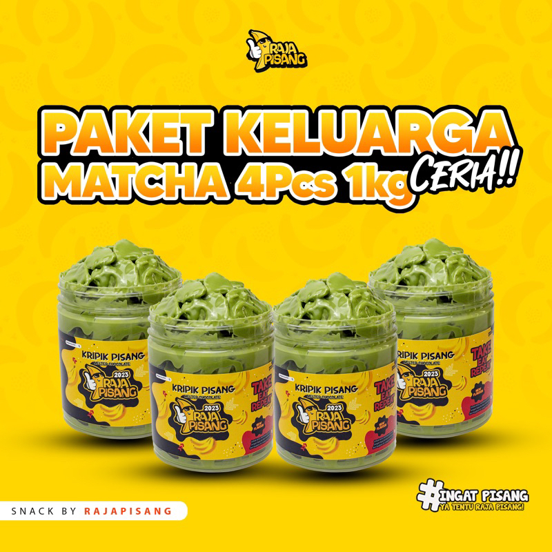 

Paket Keluarga Kripik Pisang Coklat matcha Greentea Lumer 1 KG snack Cemilan bananachips
