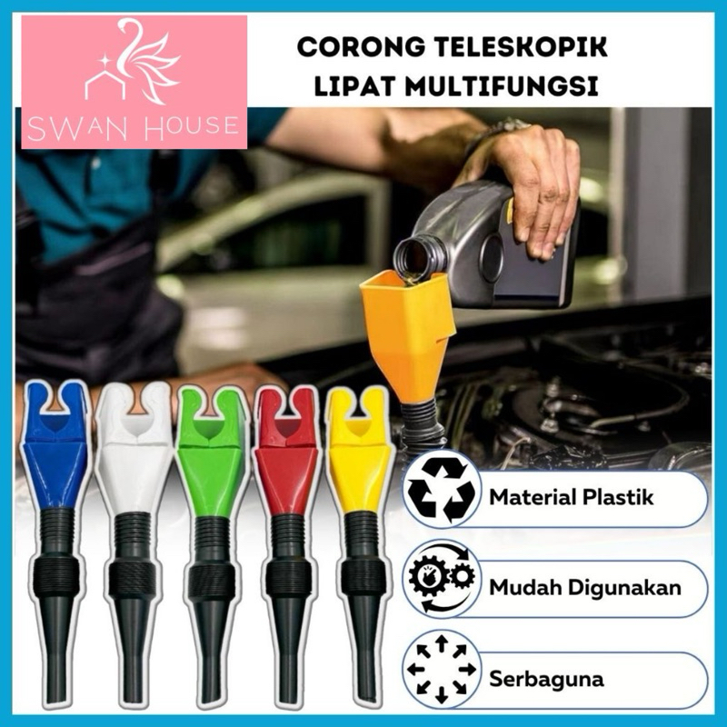 Corong Elastis / Corong Lipat Multifungsi Corong Teleskopik Pengisian Corong Minyak Motor Mobil / Co