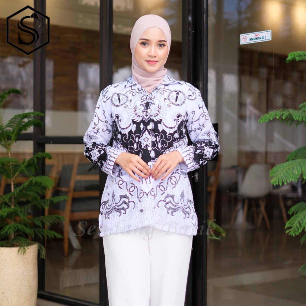 Model Terkini✅SENDANG BATIK Seragaman baju blouse batik PGRI wanita terbaru bahan bsy lapis full furing