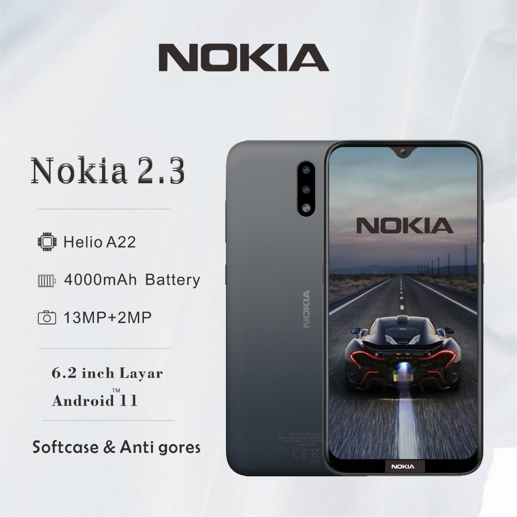(cod) Nokia 2.3 - 6.3 inch-（2GB+2GB*)+32G/dual sim /13MP +5MP /hp nokia anroid 4G /garansi indonesia