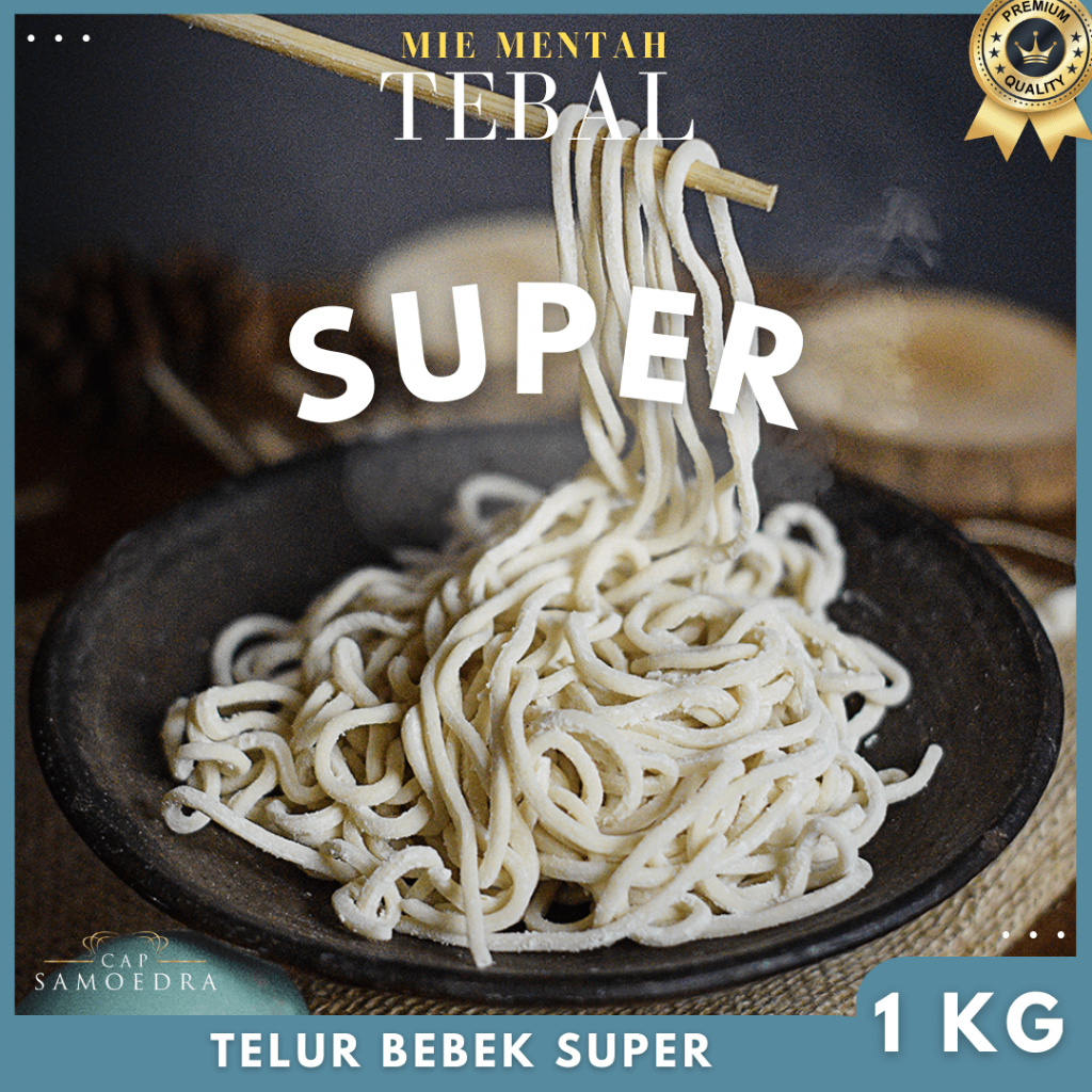 

Mie Mentah / Mie Basah Bentuk Tebal Telur Bebek Super 1 kg Cap Samoedra Cocok Untuk Mie Ayam, Mie Yamin, Mie Goreng, Dan lainnya