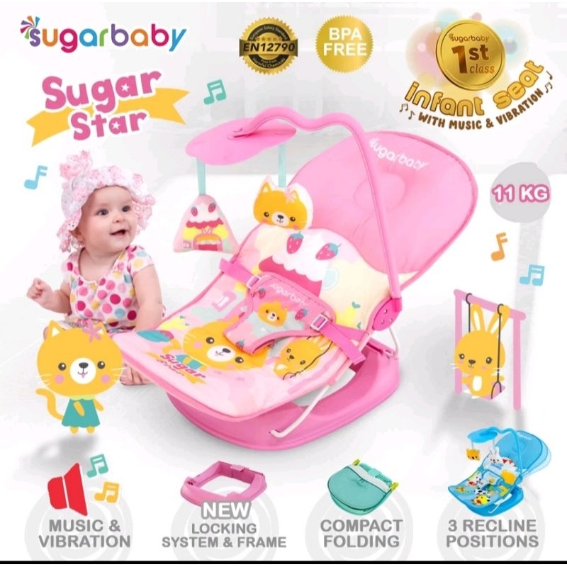 PRELOVED Sugar Baby 1stClass infant seat - kursi musik & getar bayi - kursi lipat bayi