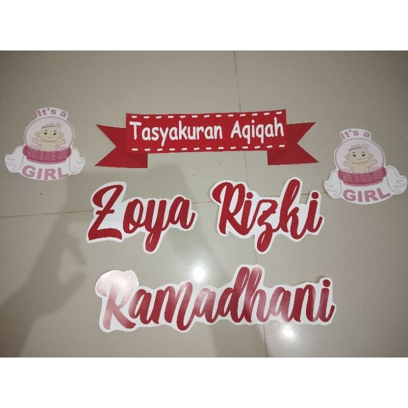 Tulisan nama dekorasi acara aqiqah / tulisan nama tunangan MINIMAL CEKOUT 6PCS