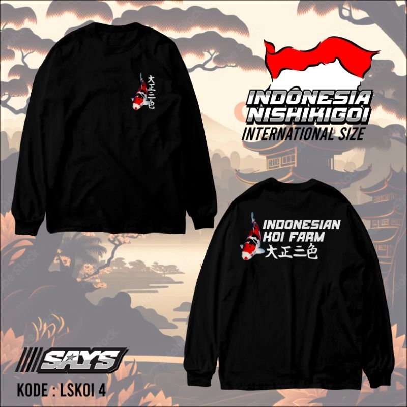 Kaos ikan Koi Lengan panjang 4 Sanke