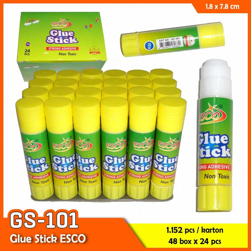 

Glue Stick ESCO 1 Kotak Isi 24 Pcs - Wenmart Pusat Grosir ATK dan Stationery Import