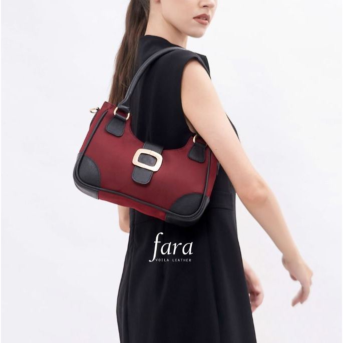 VOILA LEATHER Tas Bahu Tas Selempang Wanita Nylon Kombinasi Kulit Asli Shoulder Bag Sling Bag FARA