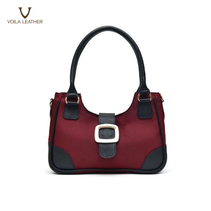 VOILA LEATHER | FARA Tas Bahu Tas Selempang Wanita Nylon Kombinasi Kulit Asli Shoulder Bag Sling Bag