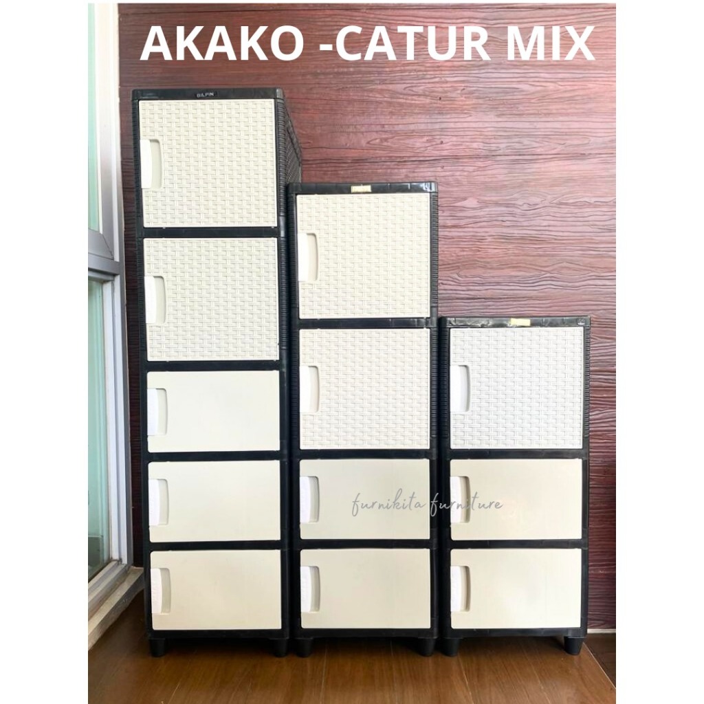 LEMARI AKAKO CATUR MIX DAN POLOS LEMARI PLASTIK 1 PINTU SWING