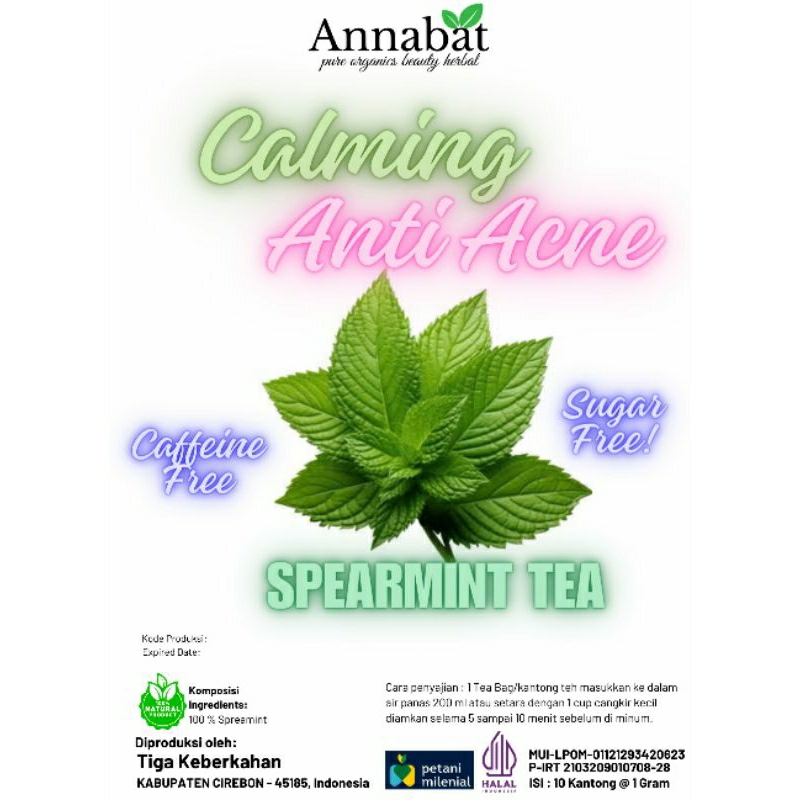 

CALMING TEA HERBAL ANTI ACNE ANNABAT TEH SPEARMINT ORGANIK ISI 10 BAGS