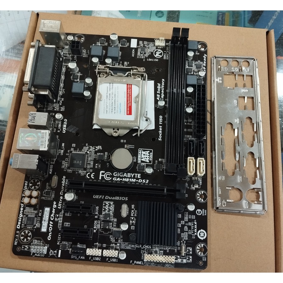 PAKET MOBO GIGA BYTE H81M DS2+PROC I3 4130+DDR3 8GB 12800