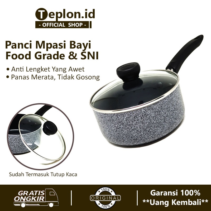 Maxim Panci Mpasi Bayi Anti Lengket | Sauce Pan Keramik | Panci Susu + Tutup Kaca