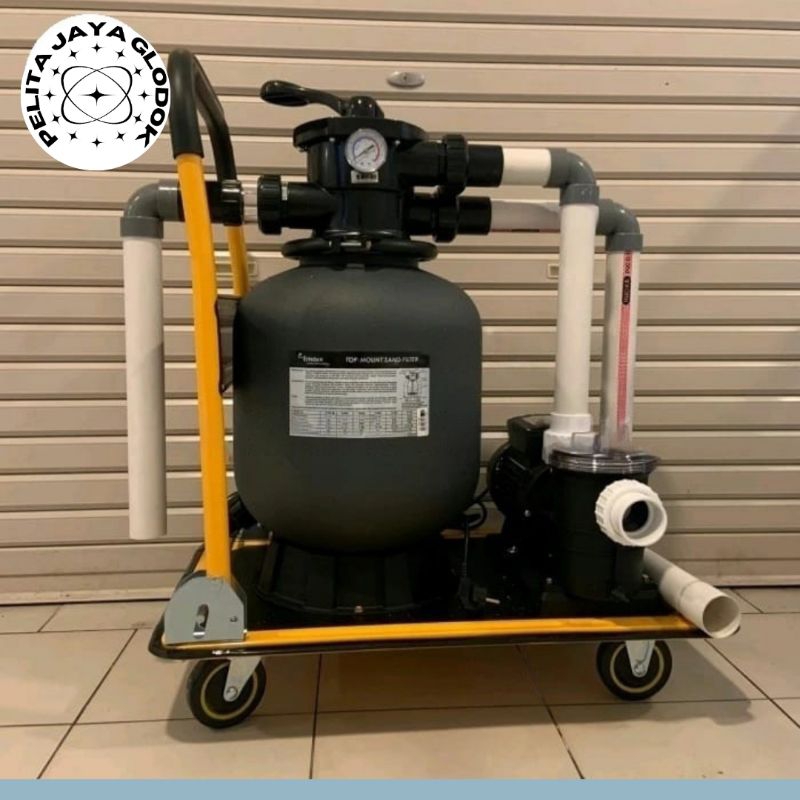 Paket Pompa Kolam Renang 1Hp Set Troli Mesin Vacuum Kolam Renang