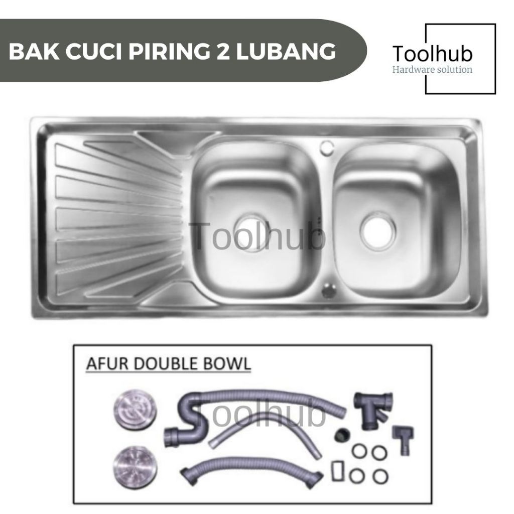 BAK CUCI PIRING STAINLESS + AFUR 2 LUBANG /BAK CUCI PIRING MURAH/BAK CUCI TEBAL/BAK CUCI PIRING STAI