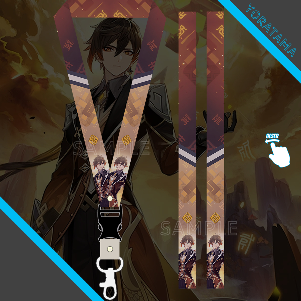

Gantungan Tali Lanyard Zhongli Genhsin Impact, Gantungan Anime Anti Air