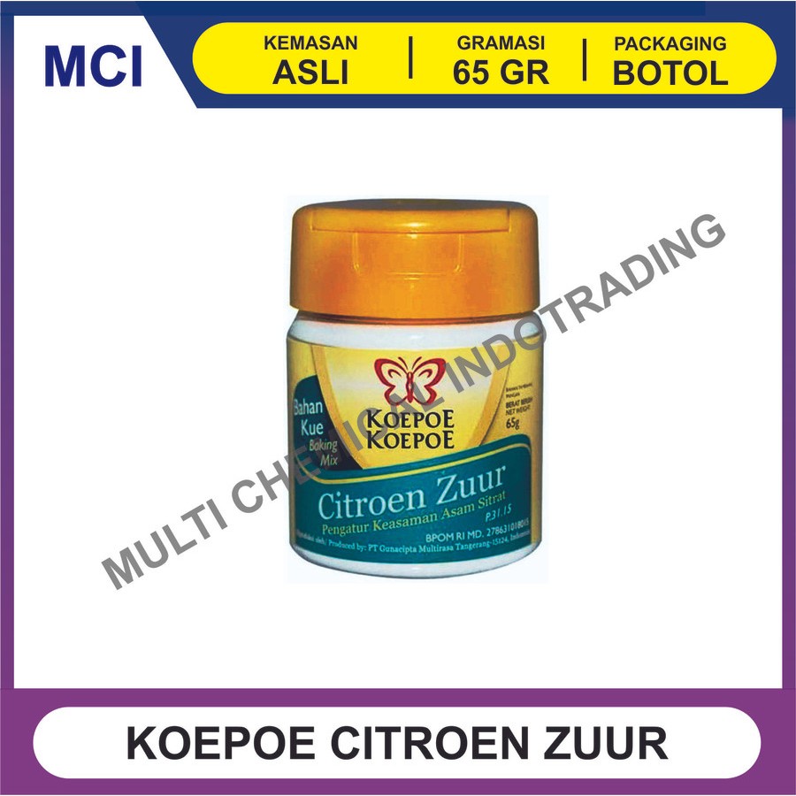 

CITROEN ZUUR KOEPOE KOEPOE KUPU 65 GR - 1 LUSIN 12 PCS / CITRIC ACID