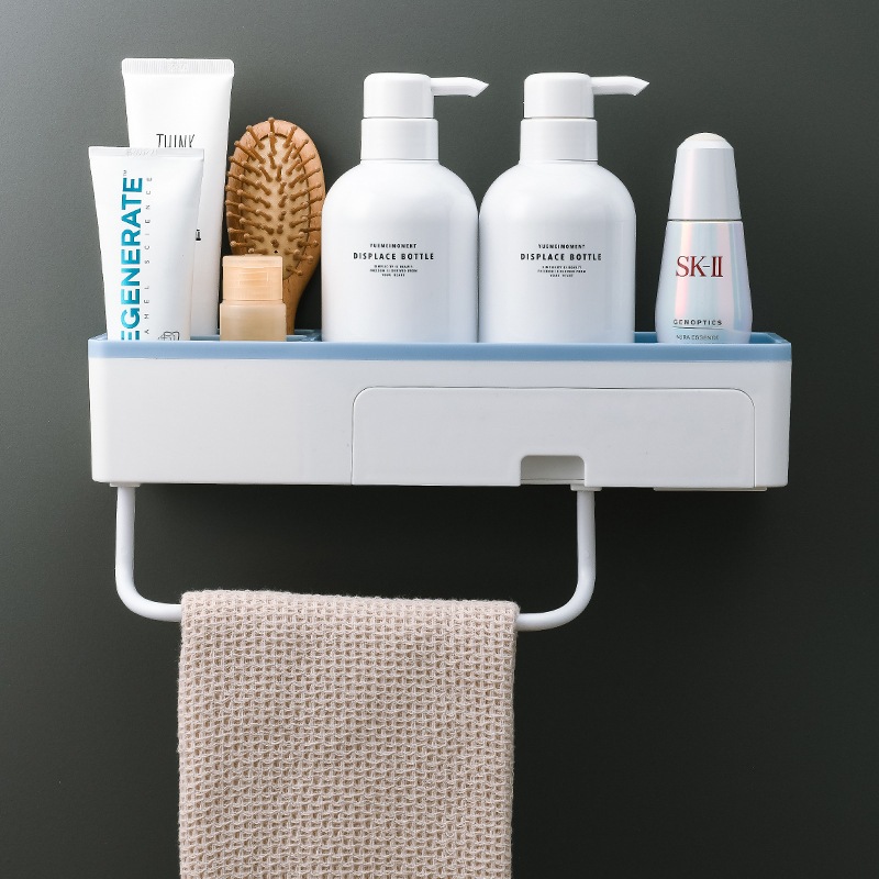 Rak Kamar Mandi Tempel Aesthetic Lengkap Hanger Laci