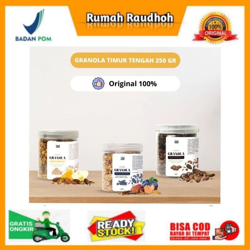 

GRANOLA COMBO TIMUR TENGAH 250 GRAM - SEREAL SARAPAN SEHAT, OATMEAL, UNTUK DIET, DAN VITAMIN IBU HAMIL