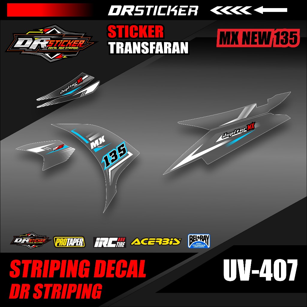 Sticker Terlaris!!! Striping Satu Set Kanan Kiri Motor MX New 135 Transparan UV