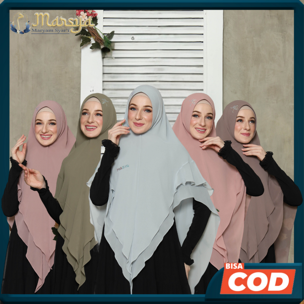 Jibab Hijab Khimar Kerudung Swarovski Syari Ceruty Ceruti Babydoll 2 Layer  Soft Pet Instant Premium