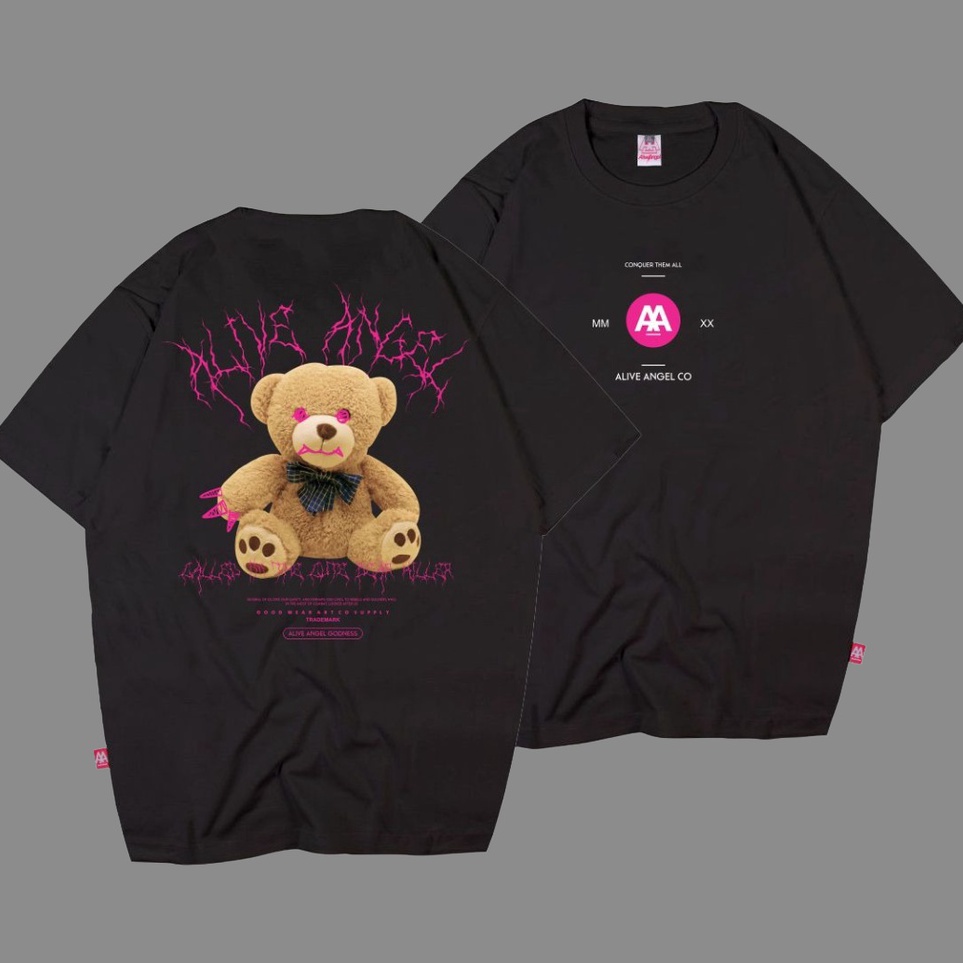 TEDDY BEAR VAMPIR / KAOS DISTRO / TSHIRT / ALIVE ANGEL / CASUAL / STREETWEAR / ATASAN / LENGAN PENDE