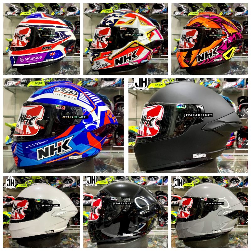 Helm NHK MARK 1 Solid dan Motif GP Original | NHK Mark1 Elite Polos Black Hitam Gloss Doff White Put