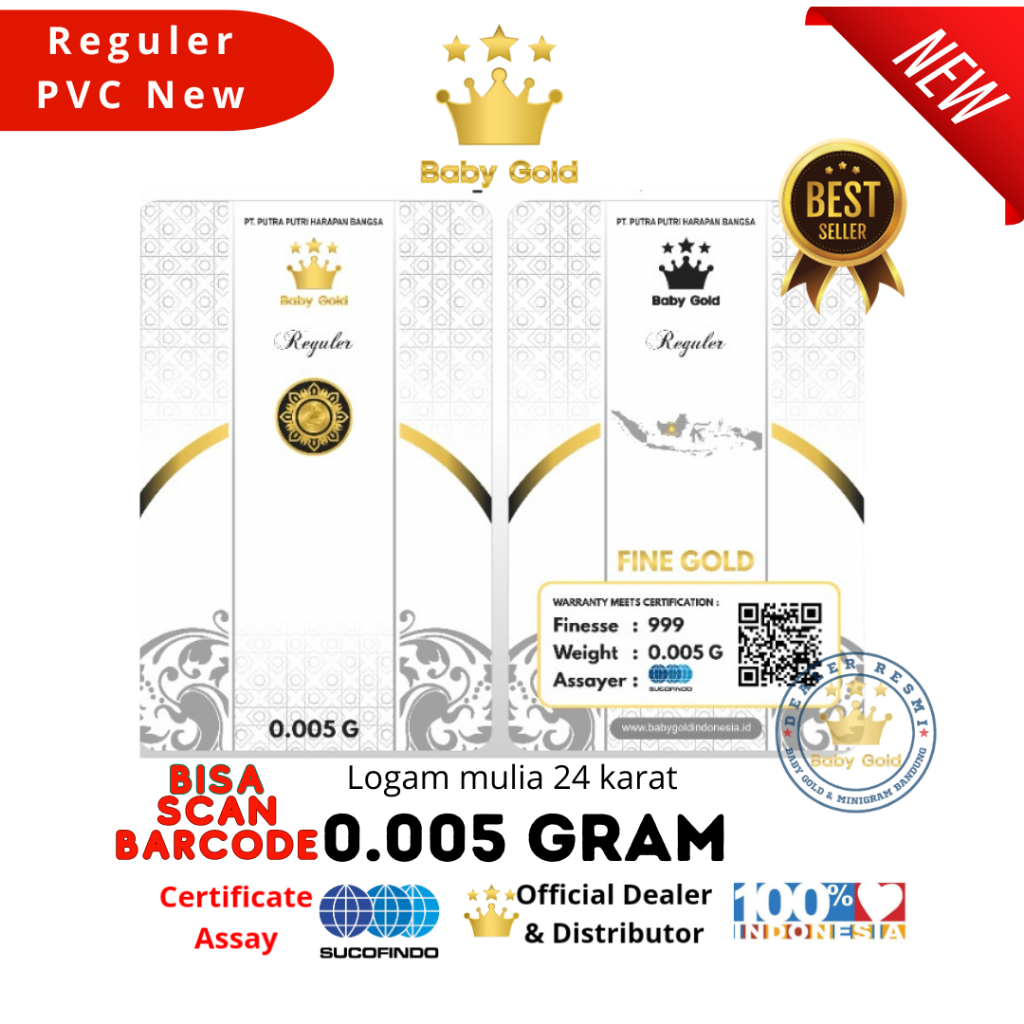 BABY GOLD SPESIAL PVC 0.005 gram Logam Mulia Emas Mini