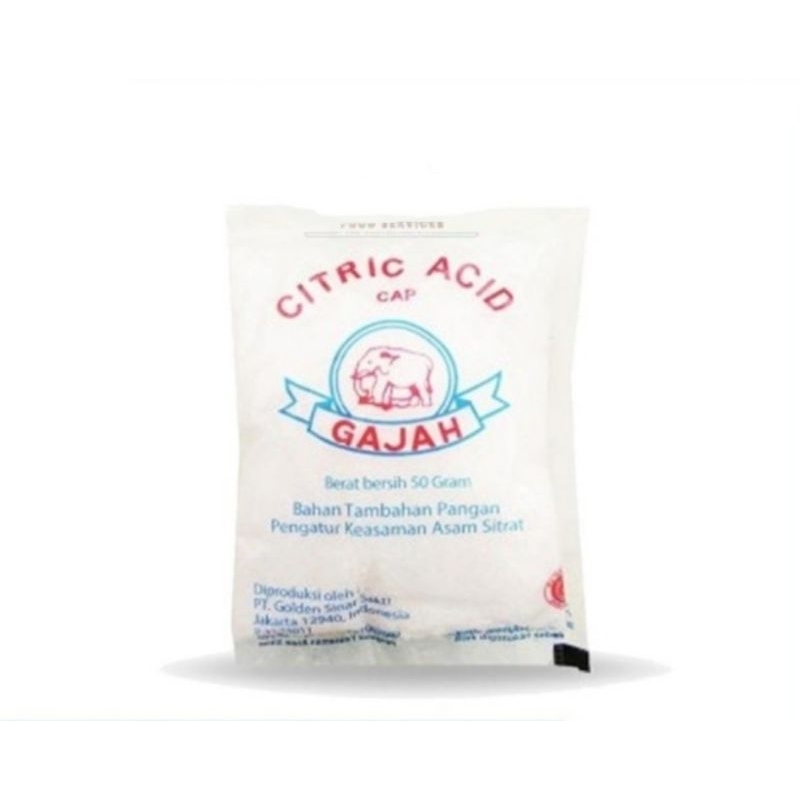 

CITRIC ACID CAP GAJAH / CITRUN / ASAM CITRAT ( 50g )