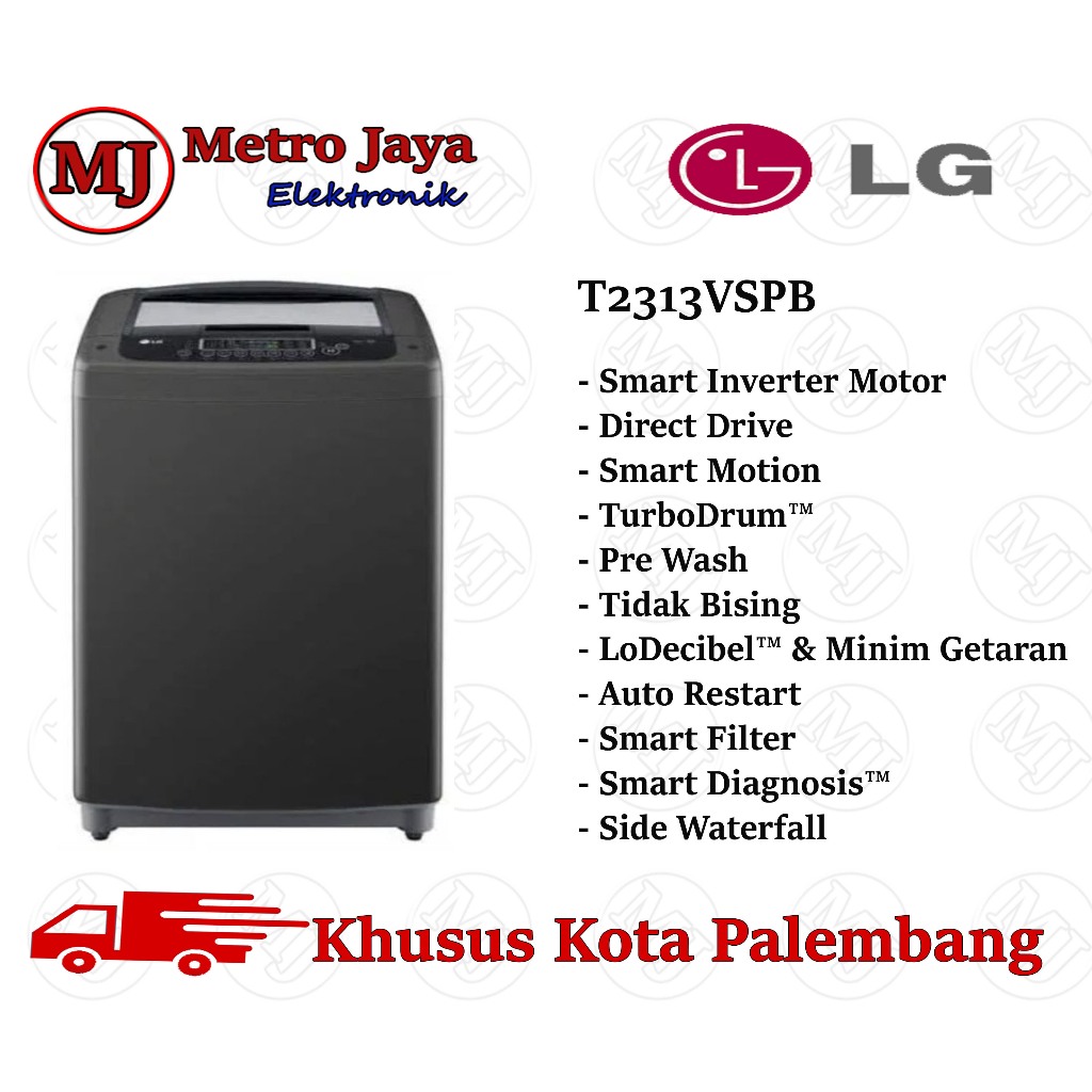 LG Mesin Cuci Top Loading T2313VSPB Mesin cuci 1 tabung Inverter 13kg